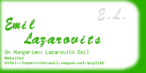 emil lazarovits business card